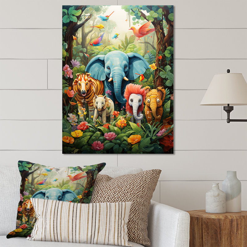 «Blue Animal Playground Nursery II», art mural en métal pour chambre de bébé, H 40 po x l 30 po x P 1,5 po