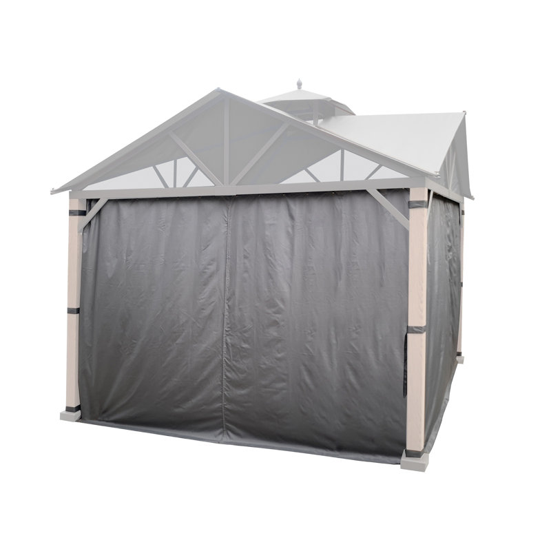 Gray 10' x 10' Privacy Curtain Set for Gazebo