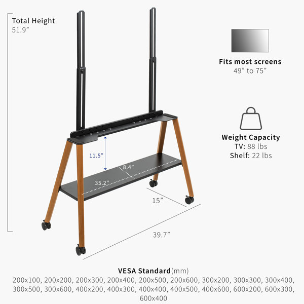 vivo Easel Stand for 49” to 70” TVs Finish: Black STAND-TV70AB