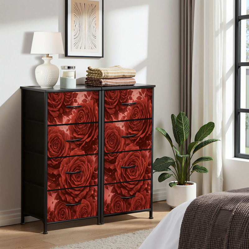 Commode pour commode de chambre à coucher pour garde-robe de chambre à coucher avec fleurs roses et roses