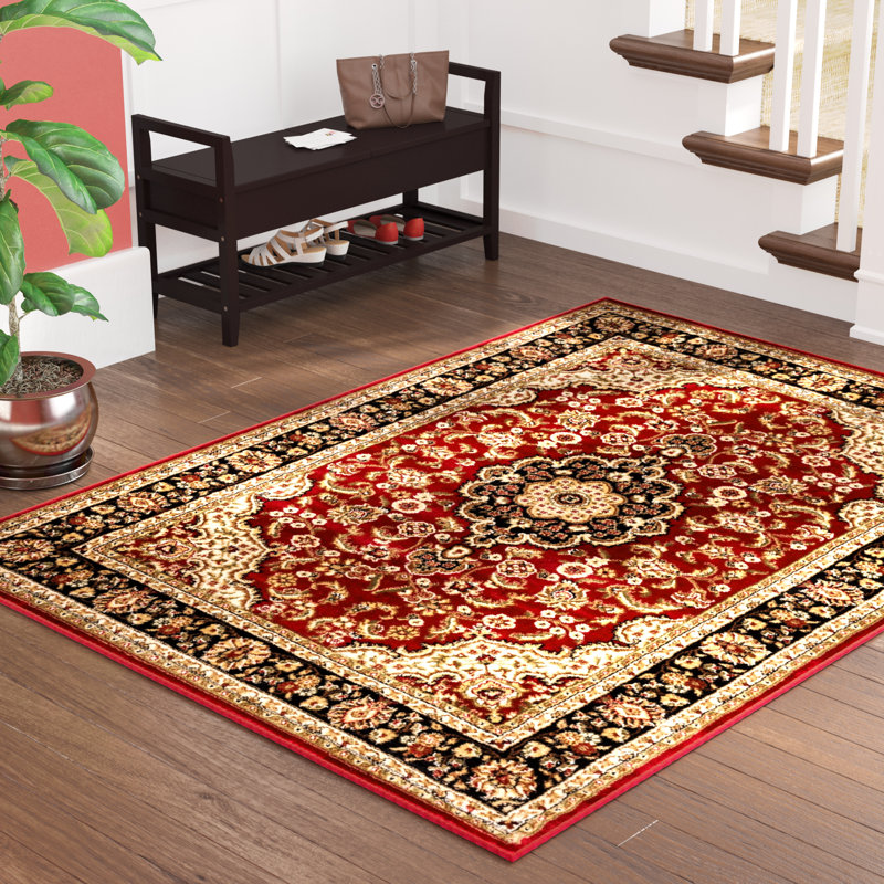 Tapis rouge Cobbins Medallion Kashan, Rectangle 6 pi 7 po x 9 pi 6 po