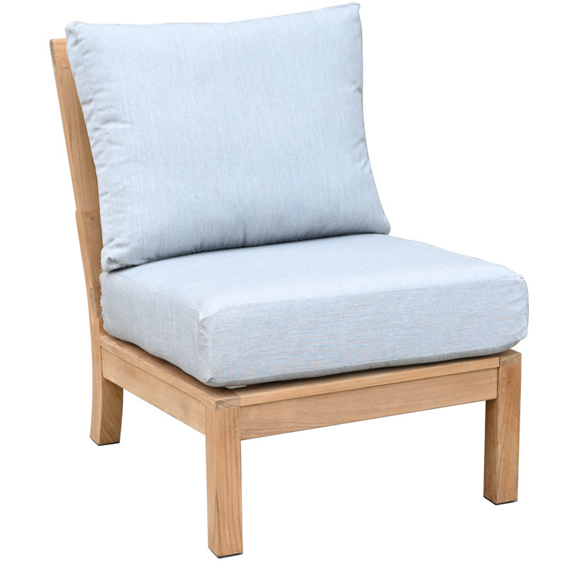 St. Lucia Teak Outdoor Sectional Armless Chair, Cast Charcoal