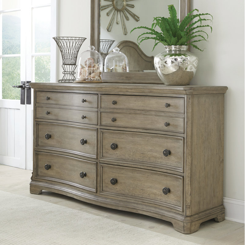 Commode double à 6 tiroirs en bois massif avec glissières à billes Troutt