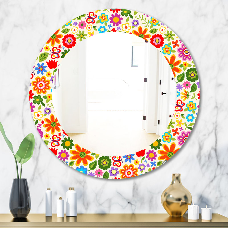 Miroir rétro éclectique, H 31,5 po x l 31,5 po x P 0,24 po
