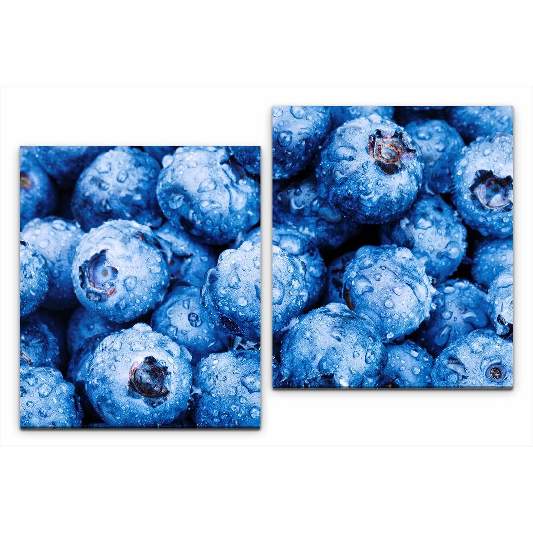 2-tlg. Leinwandbilder-Set Blaubeeren