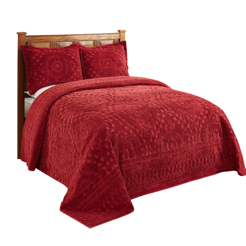 Couvre-lit capitonné en chenille 100% coton Rio, conception à médaillon traditionnel, couvre-lit toutes saisons doux et respirant, certifié OEKO-TEX