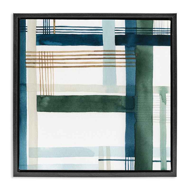 Modern Woven Pattern Floater Canvas Wall Art by Grace Popp, Jet Black Floater Frame, 25" H x 25" W x 1.7" D