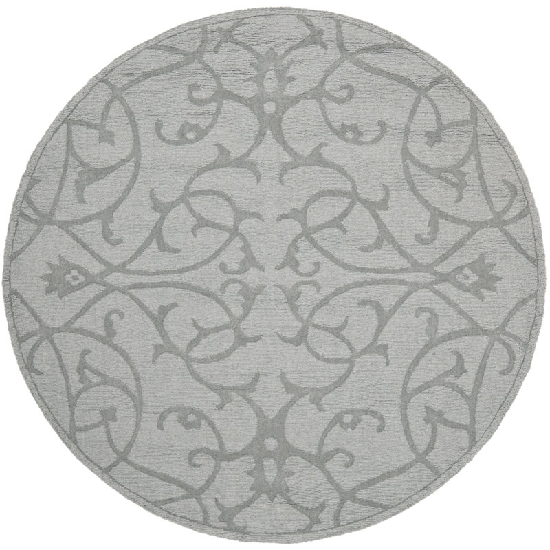 Soukup Hand Loomed Wool Floral Rug, Round 5'