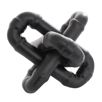 Metal Chain Link Jack Geometric Decorative Sculpture with Dimensional Ridges