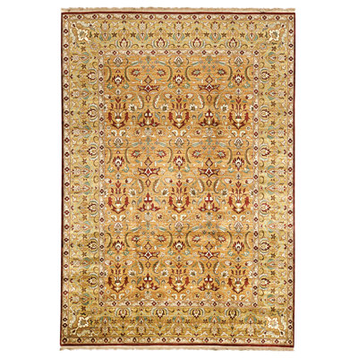 Hand Knotted Wool Area Rug in Gold