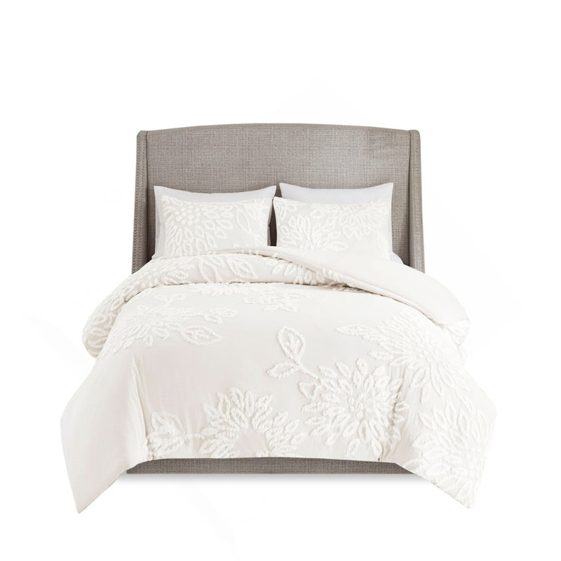 Ensemble de housse de couette en chenille de coton capitonnée 3 pièces très grand / très grand californien, pour maison de campagne et décor