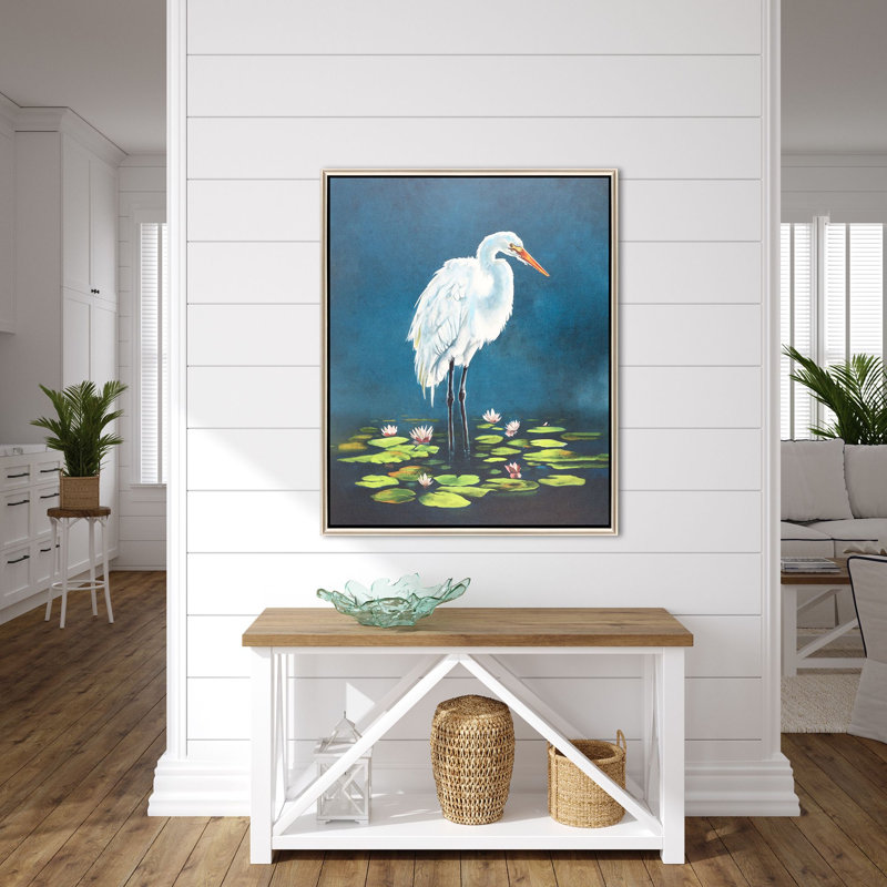 Aigrette dans des nénuphars