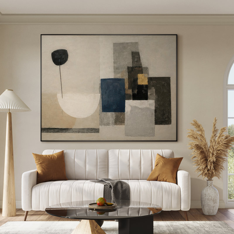 Très grande reproduction d'art sur toile - Grande lune en bronze avec horizon foncé pour le salon ou la chambre à coucher - «Assemblage requis du cadre (cadre non fini)»