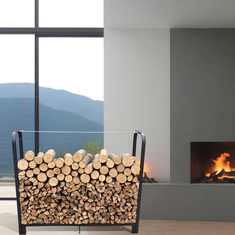 Porte-bûches robuste en bois Artibear pour support de bûches en métal