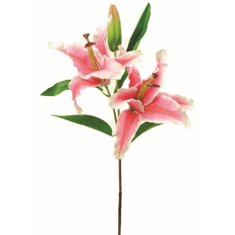 Tige de lis artificiel, Rose, H 39 po x l 14 po x P 10 po