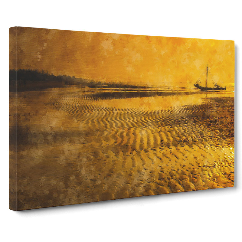 Fishing Boat At Sunset - Wrapped Canvas, 50cm H x 76cm W x 3cm D