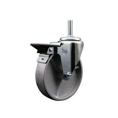Steel 3/8 Inch Threaded Stem Caster Set with Brake