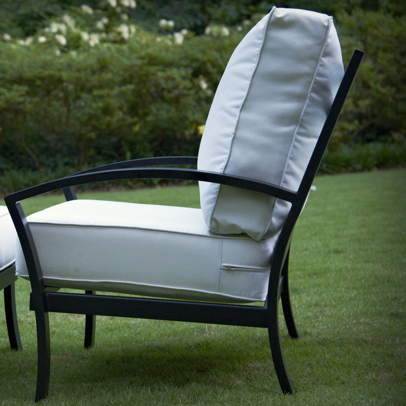 Chaise de conversation à assise profonde avec coussin Millom, Toile Sunbrella® beige chiné