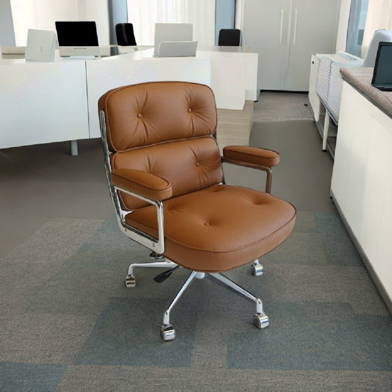 Astrahan Leather Tufted Office Chair, Tan