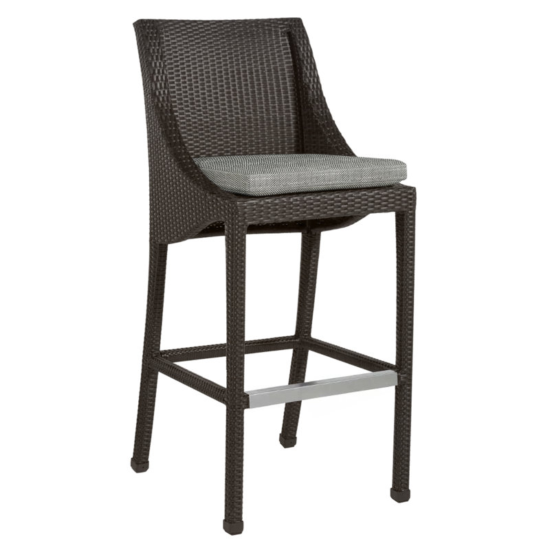 Tabouret de bar 30 po Athena, Noyer noir, InsideOut® Rollo ‑ lin argent, Pas de soudure