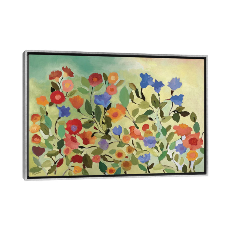 "Blue Bells" par Kim Parker - reproduction d'art sur toile tendue, H 40 po x l 60 po x 1,5 po, Toile avec cadre argenté