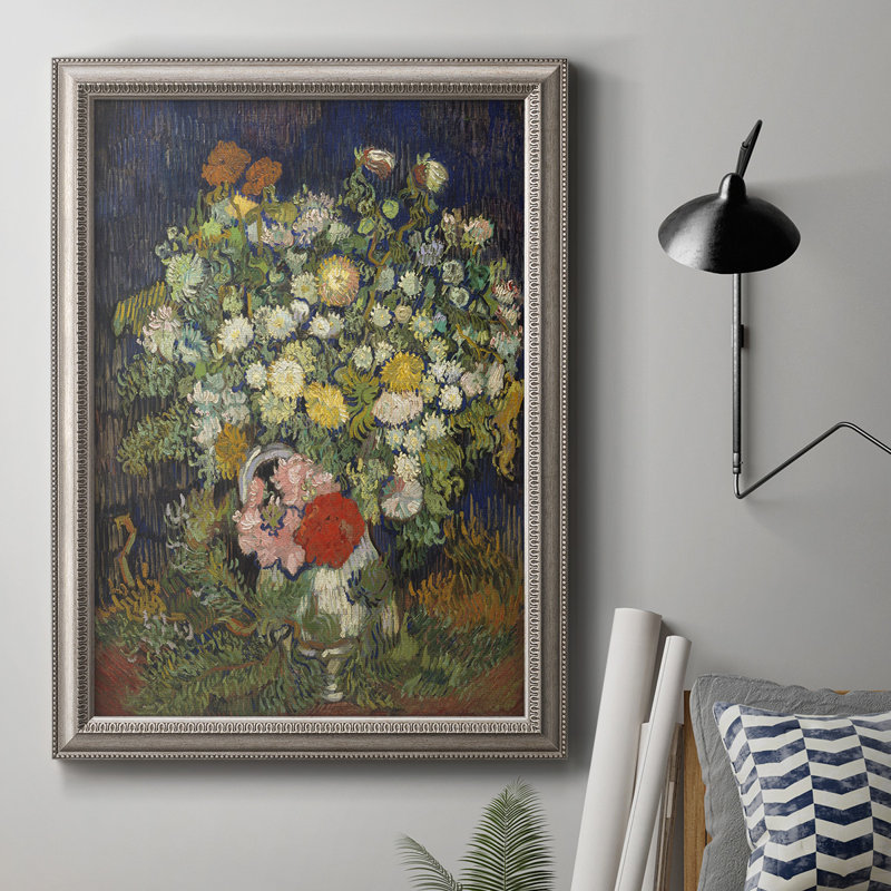 Bouquet de fleurs dans un vase - reproduction d'art sur toile, H 20 po x l 16 po x P 2,5 po