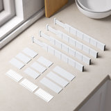 Adjustable Bamboo Drawer Dividers with Inserts & Labels, Expandable Organizers for Kitchen, Home, Office, Dressers - 4 Dividers & 9 Inserts