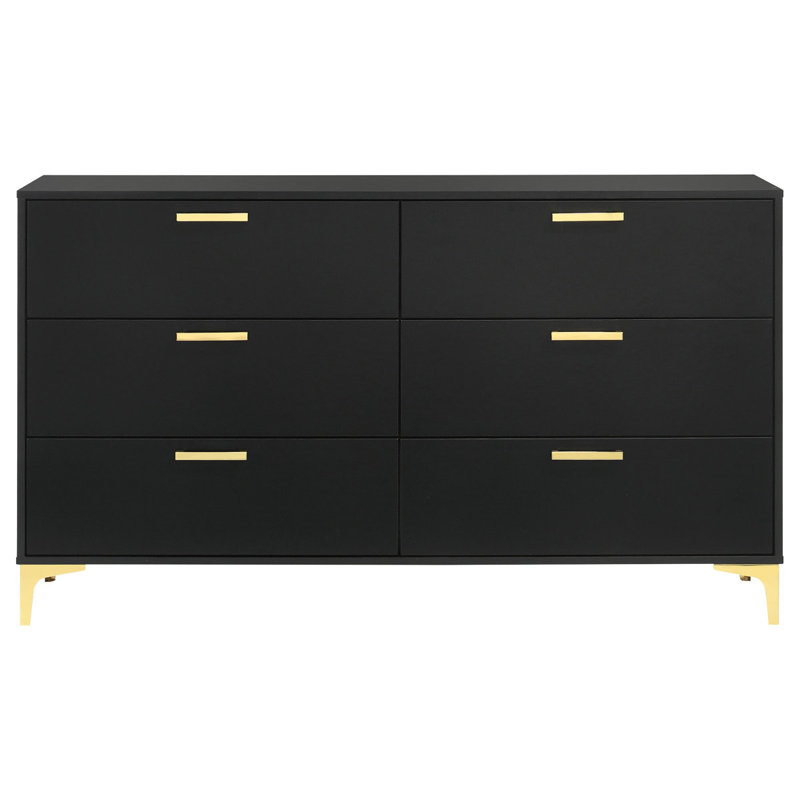 Commode rectangulaire à 6 tiroirs Lexie, Noir