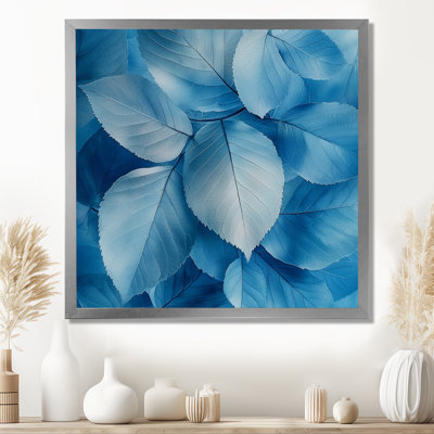 Minimalisme azur feuilles harmonie I - feuilles, art mural
