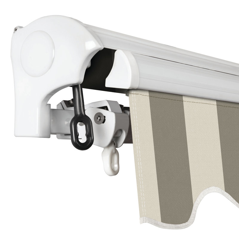 Advaning 14'x10' Motorized Patio Retractable Awning, 10.5" H x 165" W x 118" D, Driftwood & Alabaster Stripes