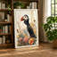 Puffin Among Flowers Botanical - Wrapped Canvas-77463734-77463728