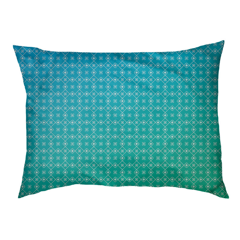 Campion Geometric Pet Bed, Medium (40" W x 30" D x 14" H), Green/Blue/White