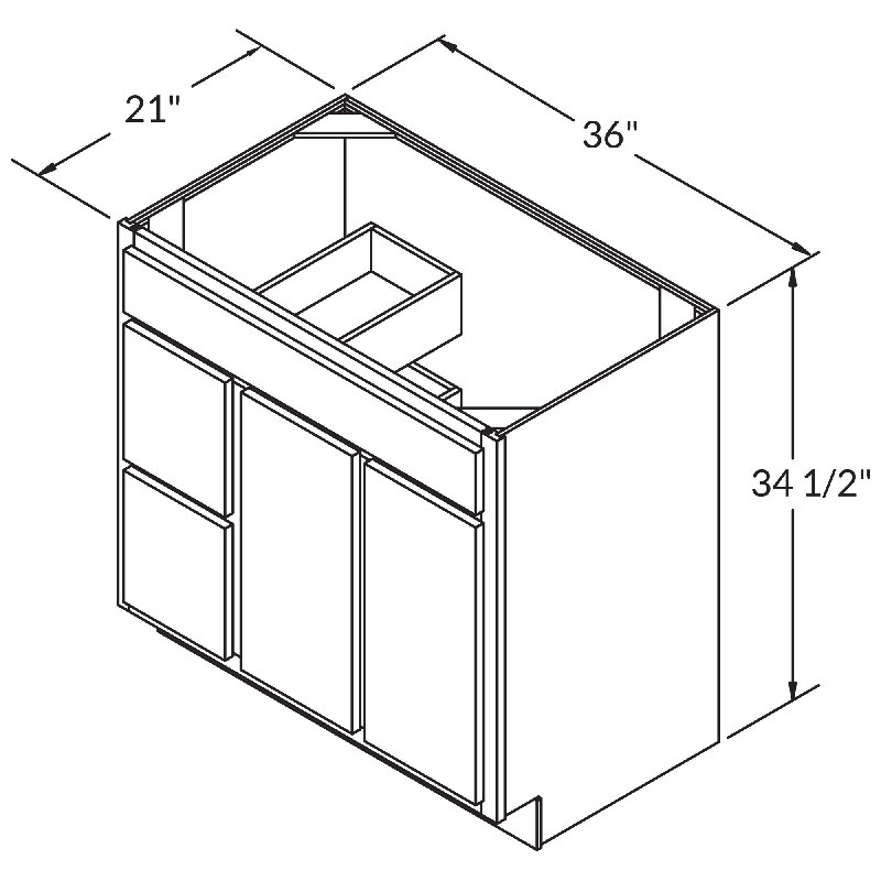 Base de meuble-lavabo simple 36 po seulement, Bleu Danbury