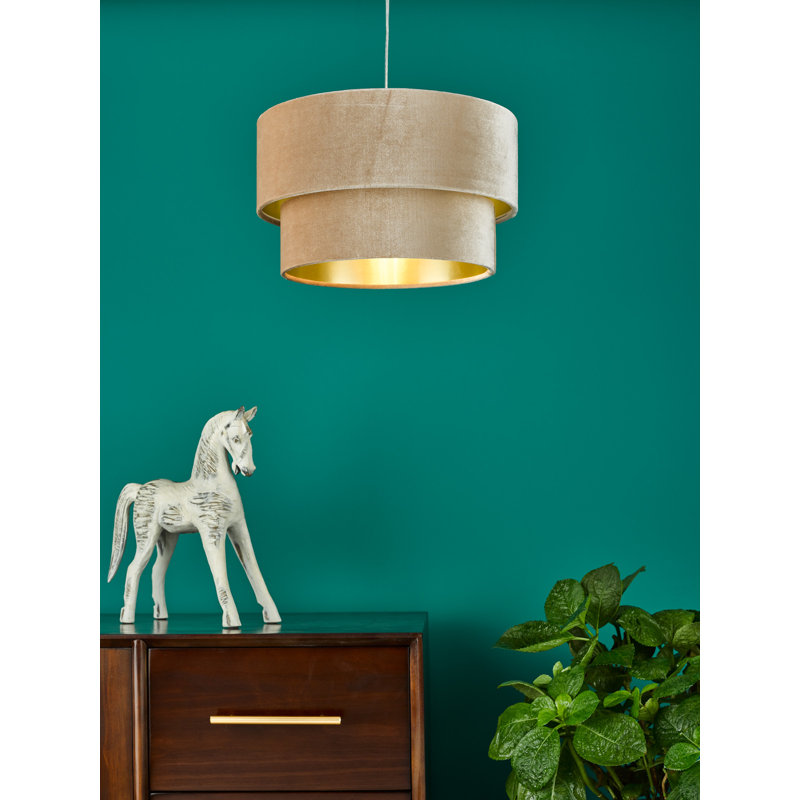 Bengte 1 - Light LED Drum Pendant, Taupe/Gold