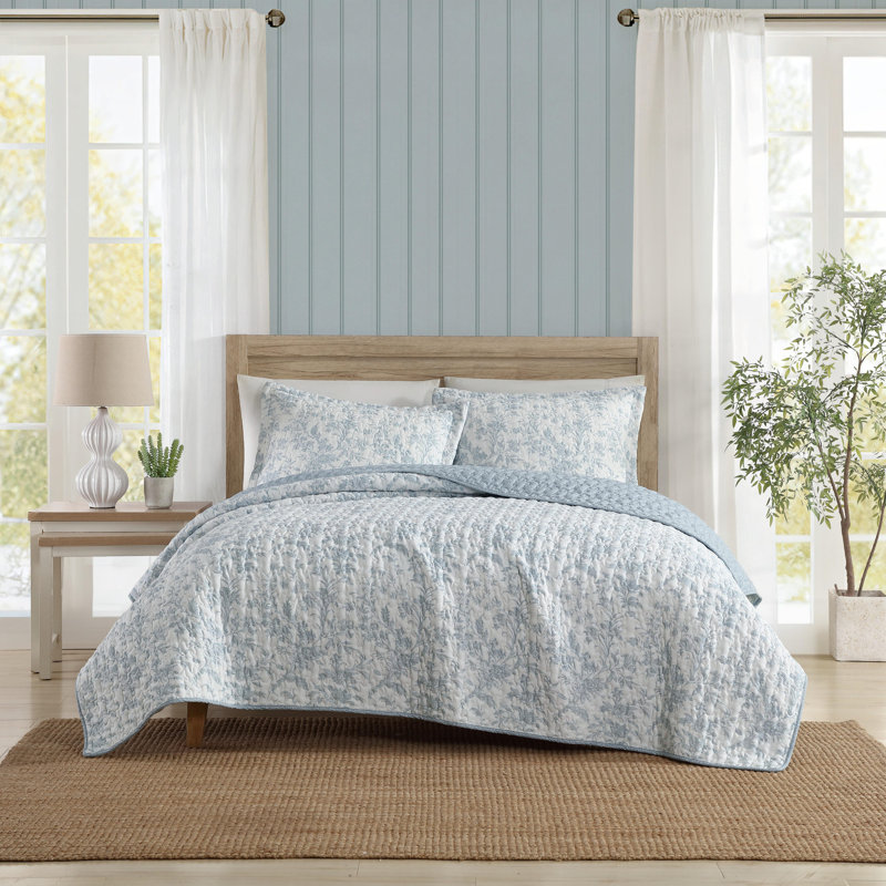 Ensemble de courtepointe Laura Ashley Amberly, Courtepointe pour lit simple + 1 taie décorative 