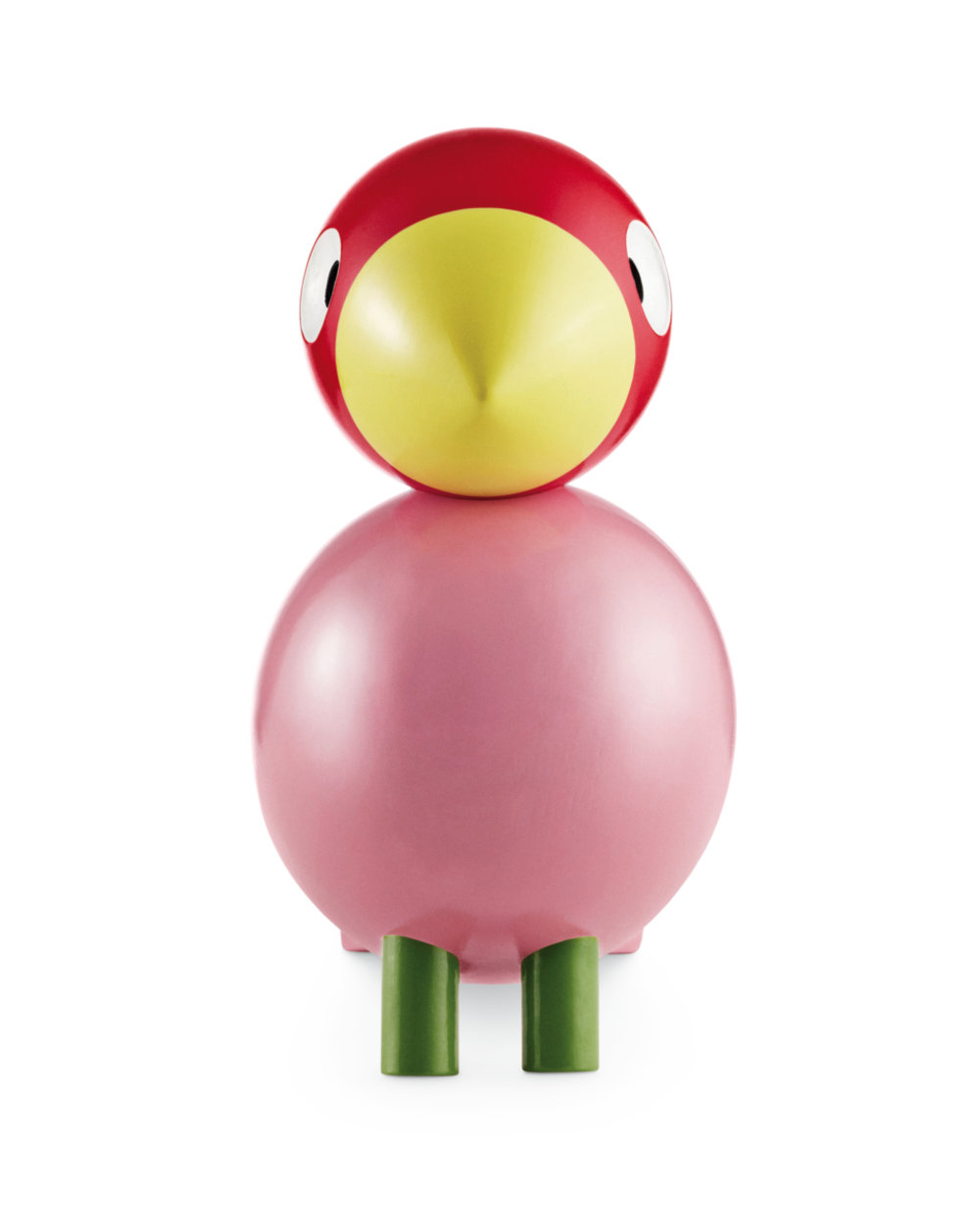 Kay Bojesen Songbird, Rose/Red, 6.1" H x 6.3" W x 3.1" D, 1