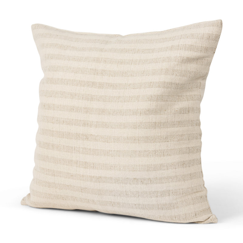 Jace Cream and Beige Striped Cotton Linen Square Pillow Cover