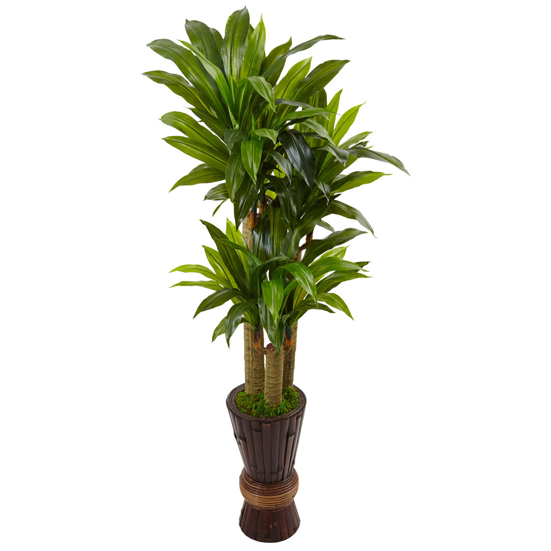 60'' Faux Foliage Plant in Wood Planter Bungalow Rose