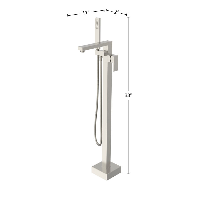 DAX Roma Freestanding Brass Tub Filler with Hand Shower, Nickel