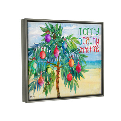Merry Beachy Christmas Holiday Palm - cadre flottant, impression sur toile
