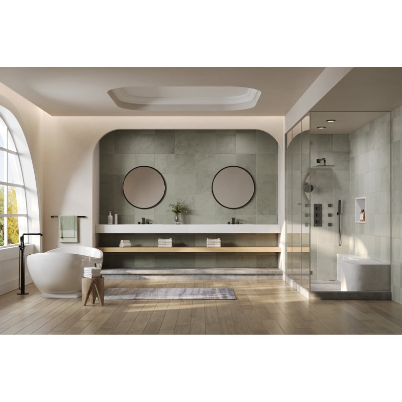 Thermostatic Dual Showerheads System, Wall Mount 12" High-Pressure Rainfall Shower Faucet with Handheld Spray and Body Jet