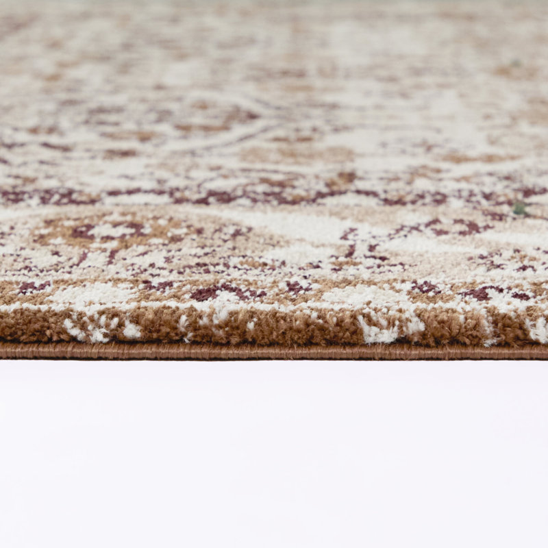 Tapis Karlovich rouille/beige à bordure traditionnelle, Rouille / beige, 5 pi 3 po x 7 pi