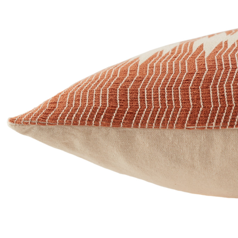 Terracotta and Ivory Geometric Cotton Square Throw Pillow