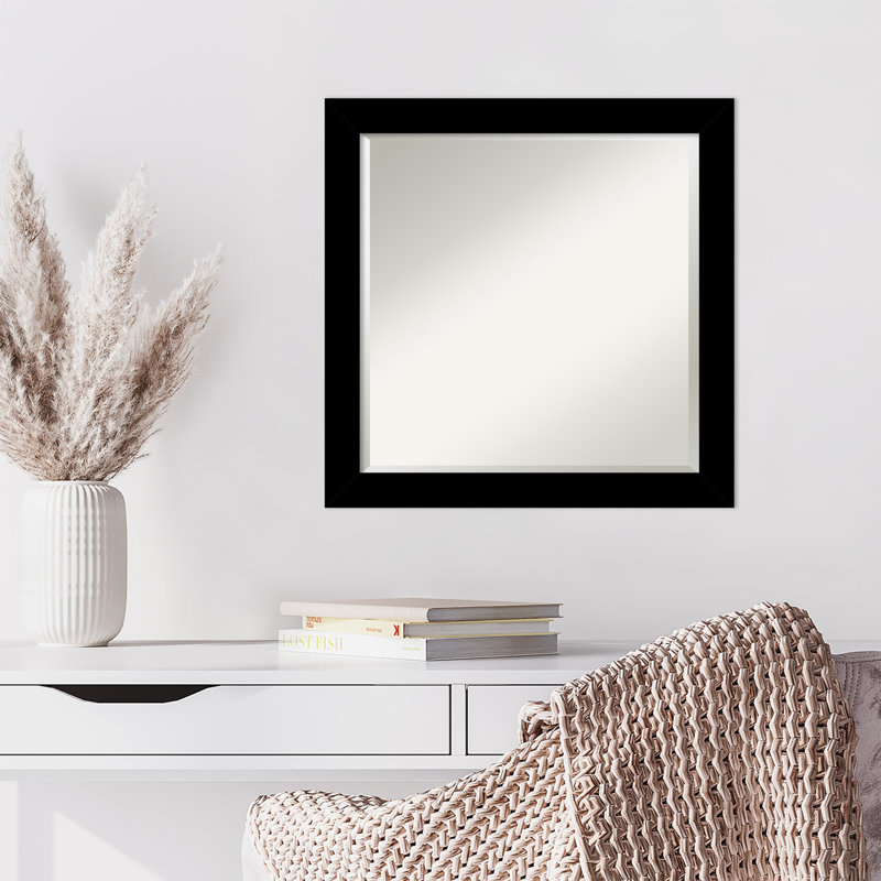 Jihyun Solid Wood Rectangle Wall Mirror, Black, 23.25" H x 23.25" W
