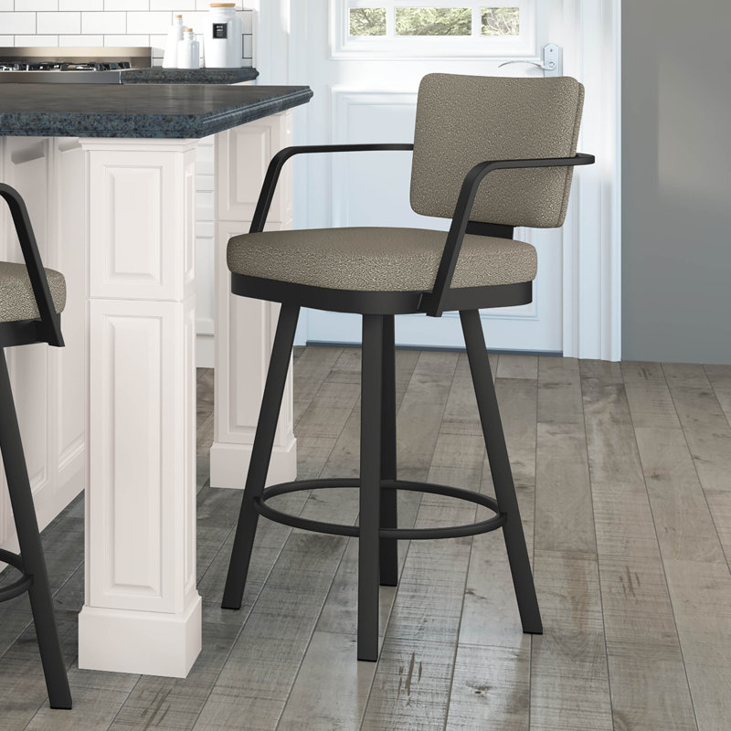 Tabouret de bar et de comptoir pivotant Alfeo, Noir, Ivoire / gris anthracite, Tabouret de bar (siège d'une hauteur de 30 po)
