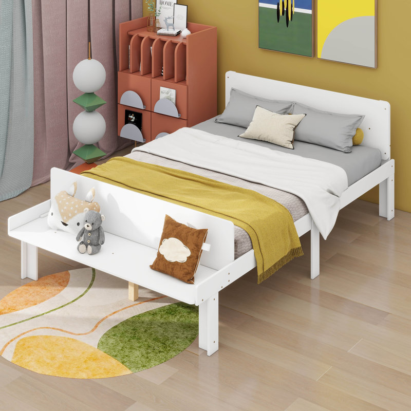 Full Bed With Footboard Bench, White