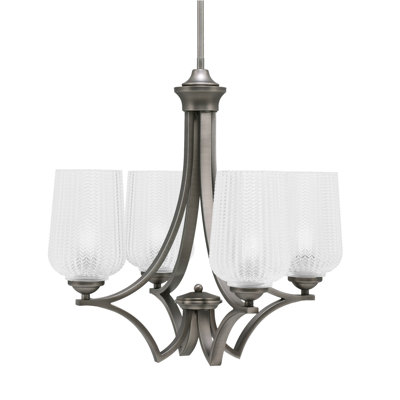 Lustre 4 lumières Zilo avec verre texturé transparent 5 po Zilo