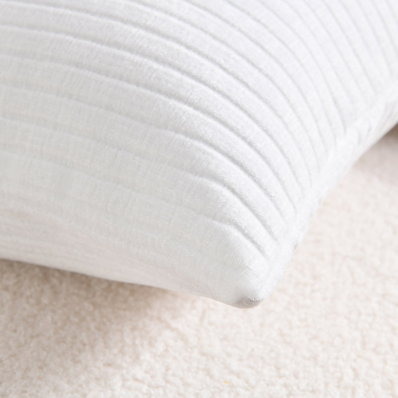 Soft Chenille Stripes Solid Cushion Cover Cozy Neutral Farmhouse Pillow Covers, White, Square 26"