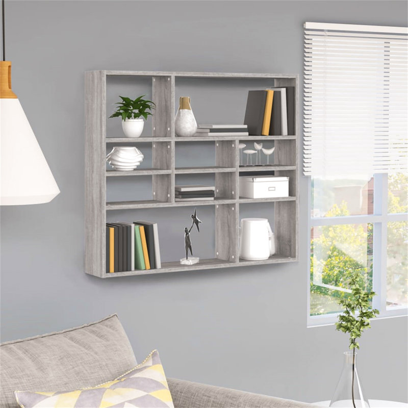 Ramus 10 Piece Wood Accent Shelf, Grey Sonoma