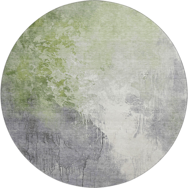 Premium Machine Washable Mayfield AMF1842 Abstract Rug, Round 8'
